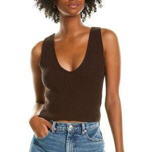 A.L.C. Eloise Ribbed V Neck Tank Top in Espresso Brown Size S $195